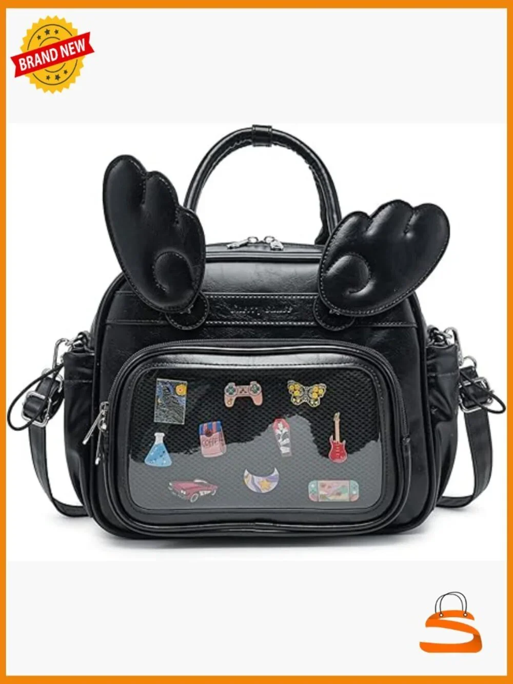 Y2K Angel Wing Ita Bag - 3-in-1 Convertible Crossbody, Backpack & Handbag for